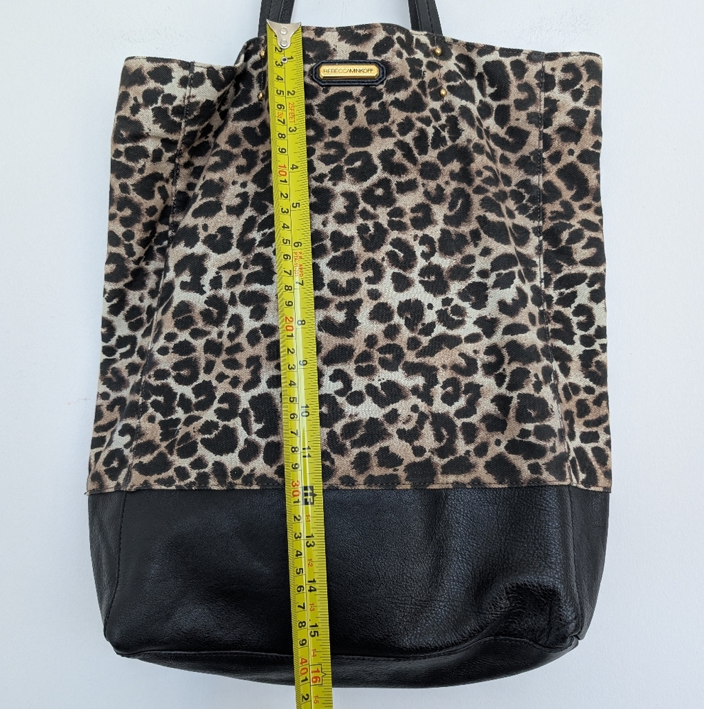 Rebecca Minkoff Leopard Animal Print Tote Bag with Pebbled Leather Accents - Picture 10 of 16
